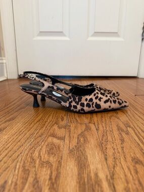 Leopard Print Slingback Kitten Heels - Women's
